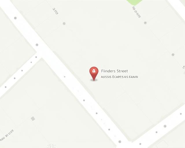 A map showing the location of Aussie Escapes Travel on Flinders Street in Melbourne.